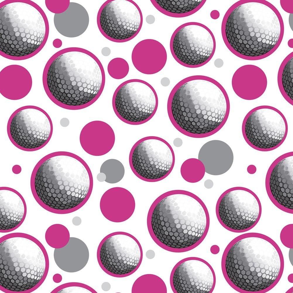 GRAPHICS & MORE Premium Gift Wrap Wrapping Paper Roll Pattern - Golfball Golf Ball Sport - Pink