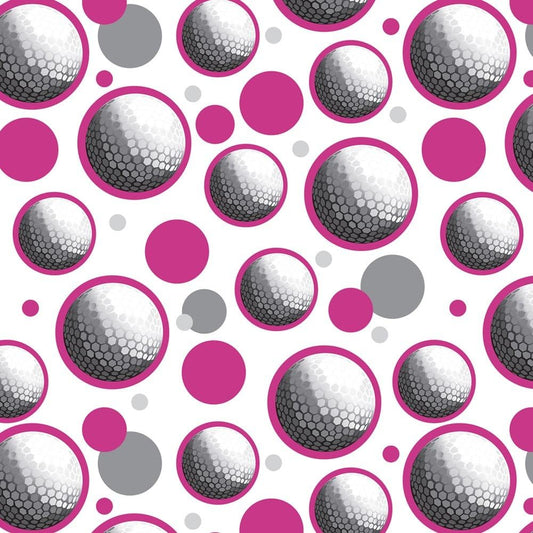 GRAPHICS & MORE Premium Gift Wrap Wrapping Paper Roll Pattern - Golfball Golf Ball Sport - Pink