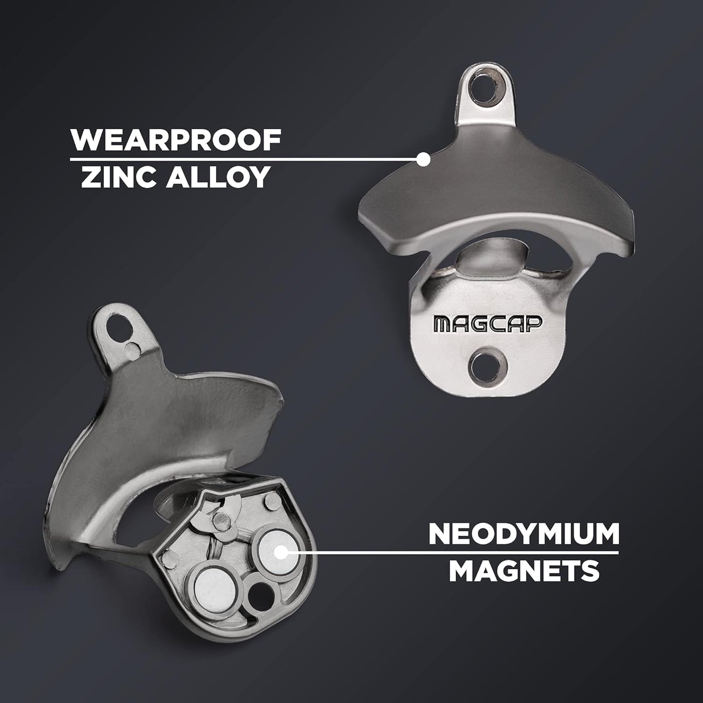 Outdoor Bottle Opener Wall Mounted - Style Magnetic Beer Bottle Opener that Catches Caps - Easy to Install and Incredibly Convenient
