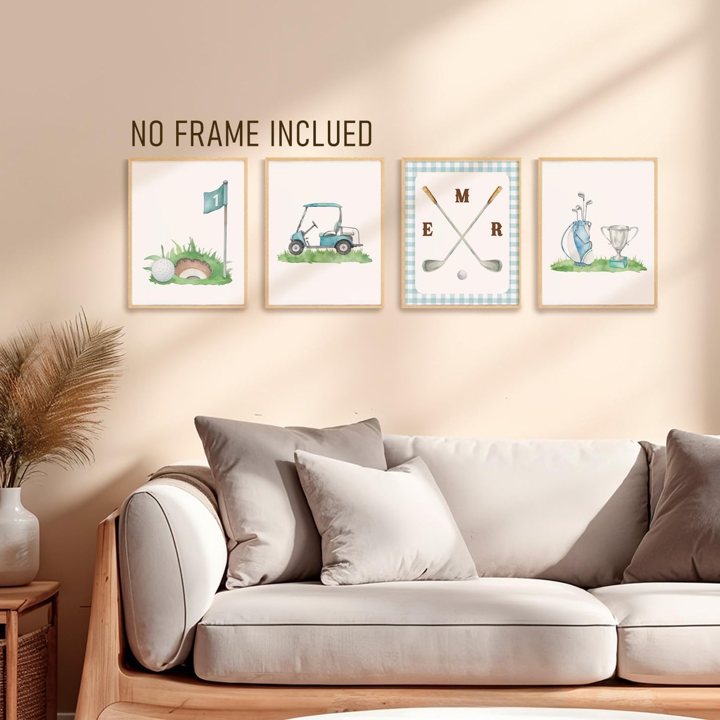 BRRNYOI Golf Golfing Wall Art Posters Set of 4, Golfer Room Decor, Vintage Golf Course Cart Canvas Prints Wall Decor for Boys Nursery Teen Bedroom Home Living Room Office, 8x10 Unframed