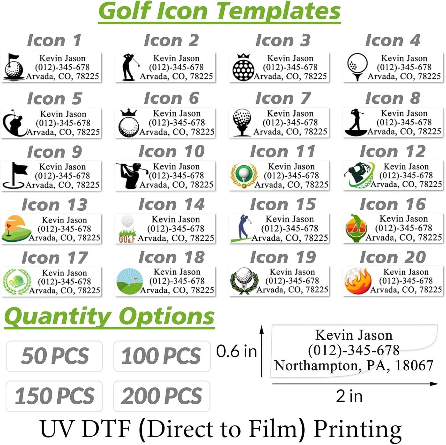 Golf Club Labels 50PCS Personalized Waterproof Name Labels for Identification Custom Stickers for Clubs & Golf Accessories