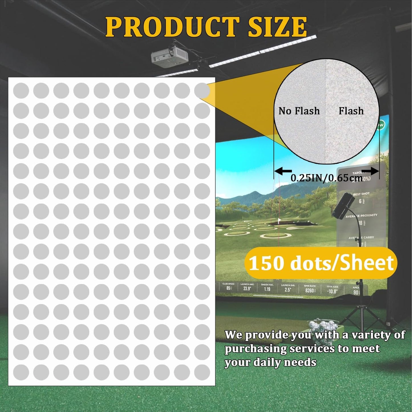 150 Dots 0.25" White Reflective Dot Stickers for Golf Club & Golf Ball, Weatherproof Golf Stickers with High-Reflective Glass Beads for Golf Launch Monitor & Golf Simulator & High-Speed Cameras