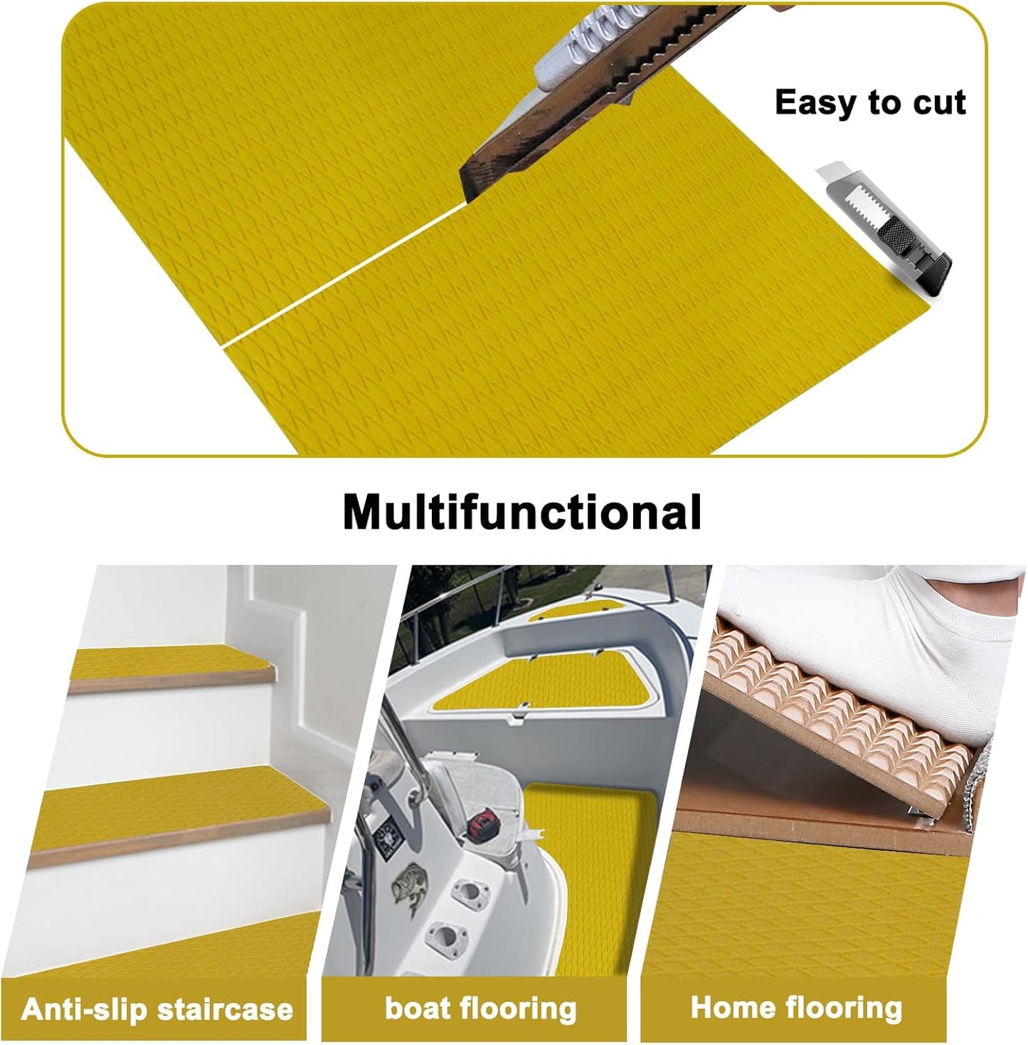 HZshark EVA Foam Boat Decking Sheet Universal DIY Surfboard Traction Pad Non-Slip Grip Mat Trimmable Sheet for Kayak RV Yacht Pool Skateboard Skimboard Step Green Yellow Orange Blue Dark Grey Black