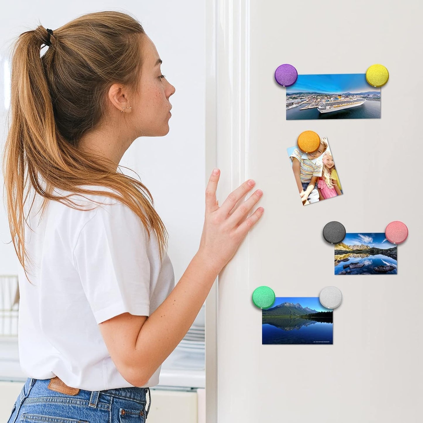 Qualsen Fridge Magnets, 50Pcs Refrigerator Magnets, Small Magnet for Whiteboard, Mini Cute for Fridge, Locker, White Board, Kitchen, Office, Classroom (Blue+Green)