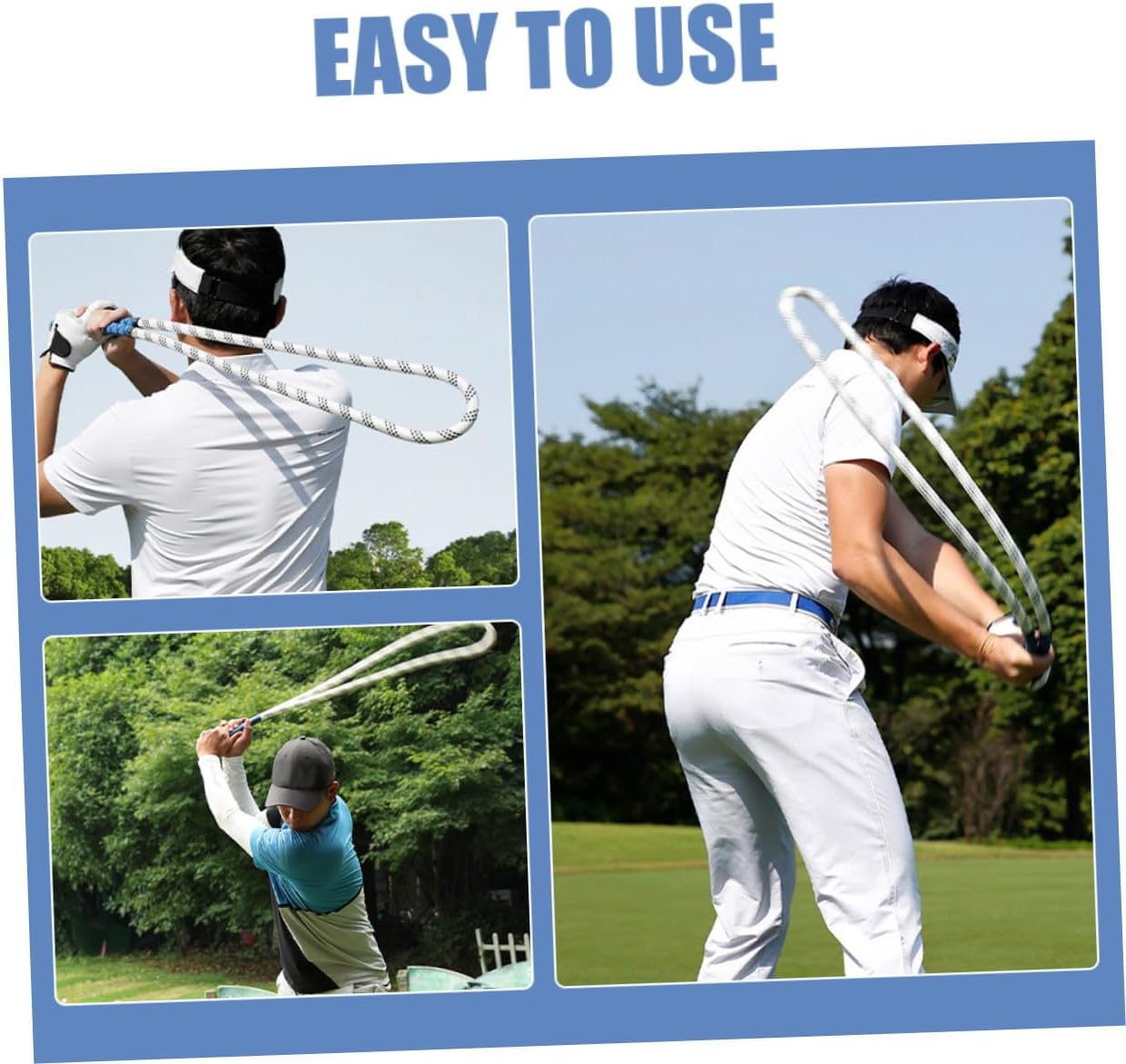 Golf Swing Power Rope Training Aid White Golf Swing Trainer for Indoor Outdoor Practice Improving Speed Rhythm and Strength Suitable for All Levels