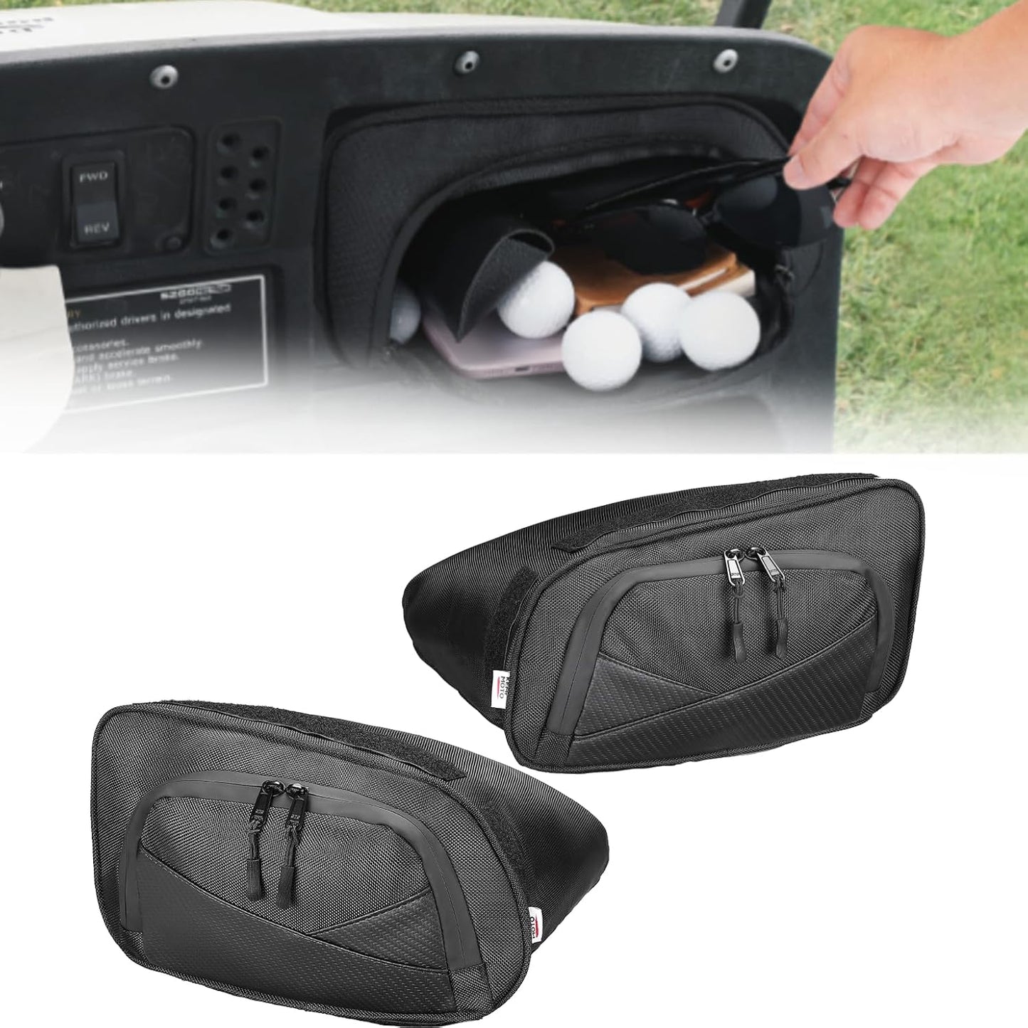 KEMIMOTO Golf Cart Dash Storage Bag Compatible with EZGO TXT 1993-2013 Dashboard,1680D Waterproof No-Drill Dash Organizer with Dual Zippers