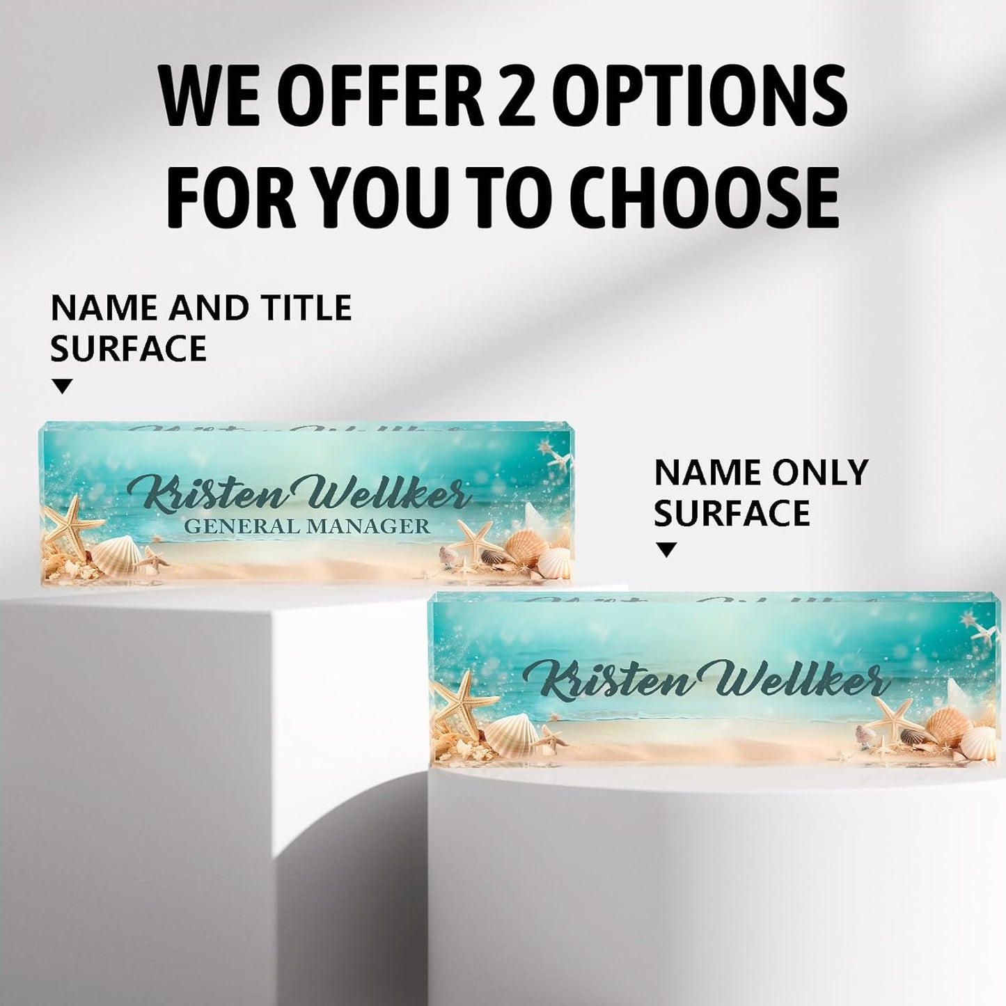 Personalized Name Plate for Desk Custom Acrylic Desk Name Plate Custom Employee Appreciation Gifts Office Gifts for Women, Men, Boss, Coworkers, Teacher, Nurse (Blue Underwater World)