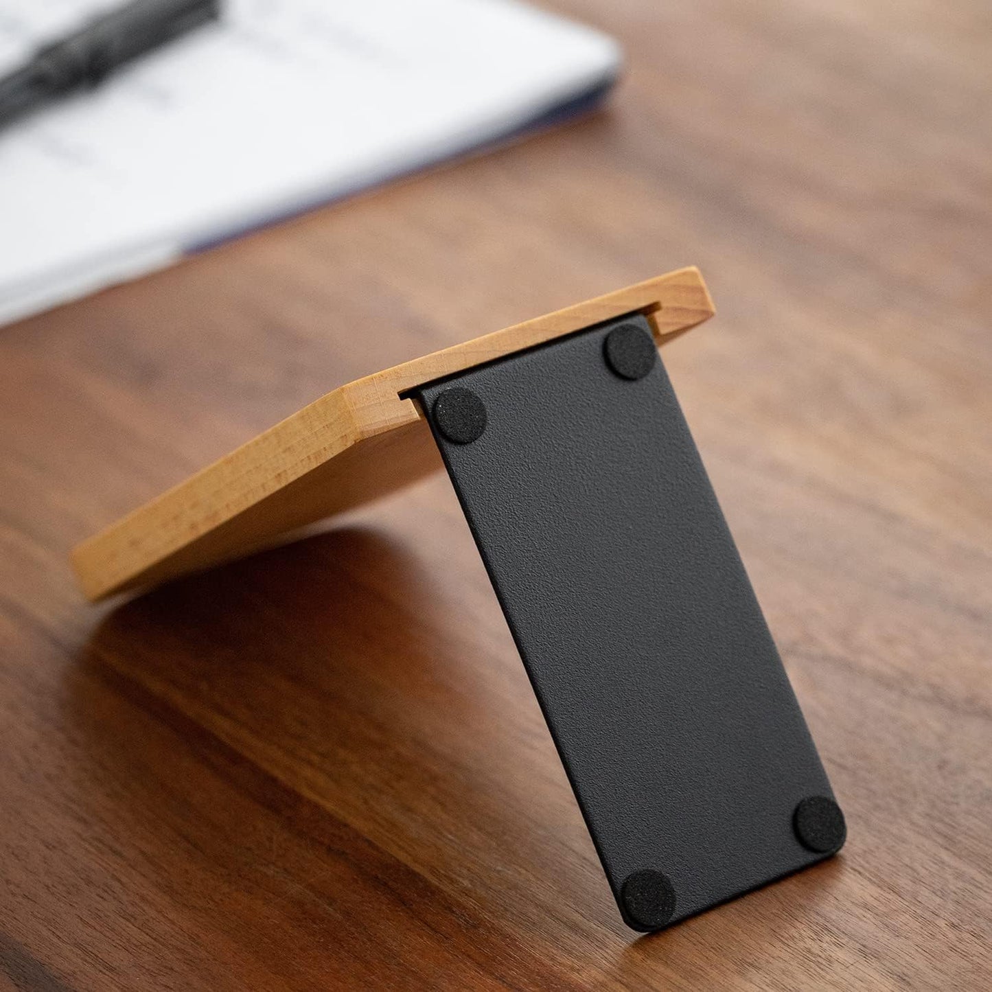 Muso Wood Book Ends for Shelves, Non-Slip Bookends, Heavy Duty Wooden Bookend Support for Books and Movies (Beech 2 Pairs)