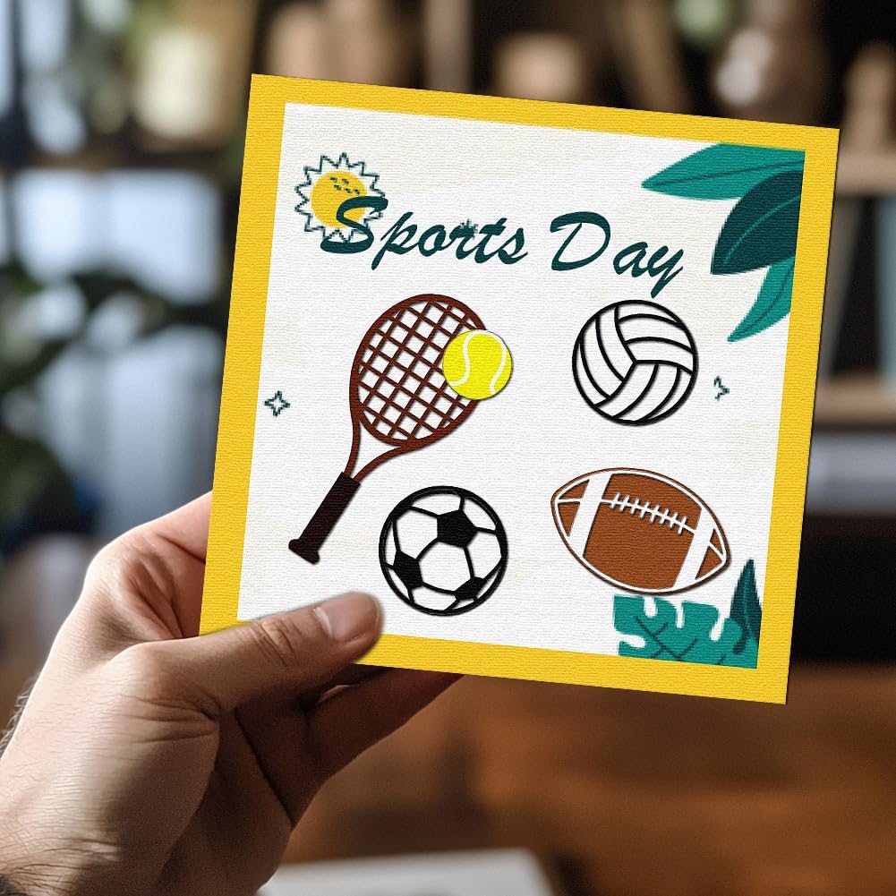 Various Balls Rackets Cutting Dies Card Making Die Cut Carbon Steel Die Cuts Stencils Card Scrapbooking Embossing Template for DIY Paper Craft Making Album Gift Invitation Decor