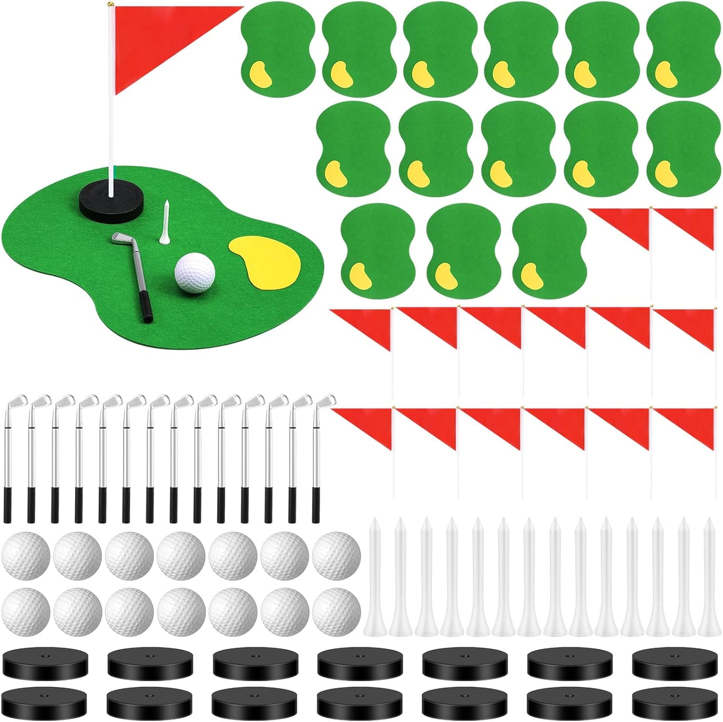 14 Set Golf Centerpieces Table Decorations Golf Party Supplies Including Green Felt Ball Ballpoint Pens Ball Red Flag Ground Spikes for Sport Party Supplies Birthday Decor