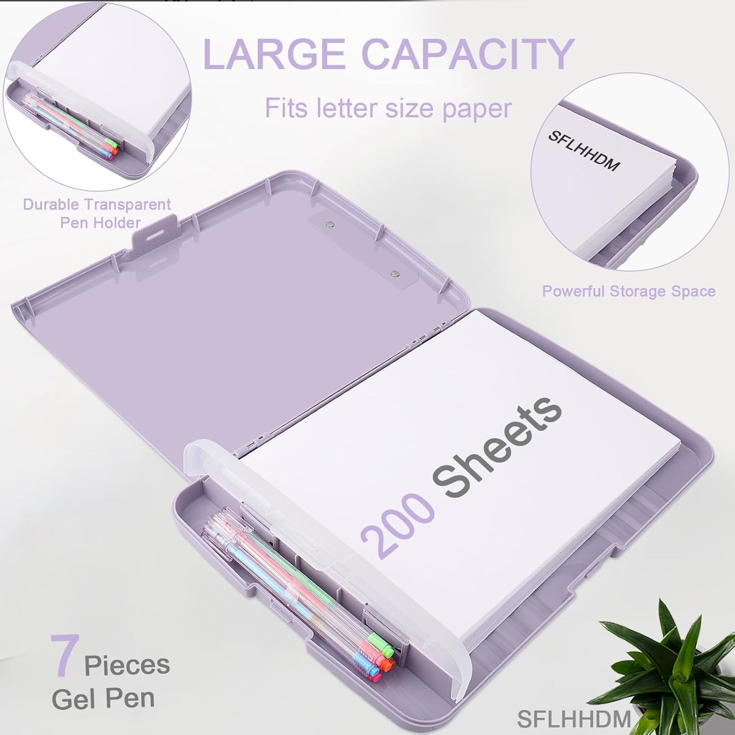 Clipboard with Storage,Storage Clipboard with Pen Holder, A4 Binder Clip Boards 8.5x11 with Low Profile Clip,Side Opening Nursing Clipboards, Clipboards Folder for Office Supplies-Lavender