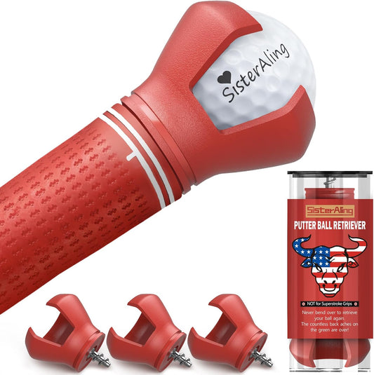 3-Prong Golf Ball Retriever Grabber Pick Up,Back Saver Claw Put On Putter Grip,Suction Cup Ball Grabber,Sucker for Golf Screws Tool