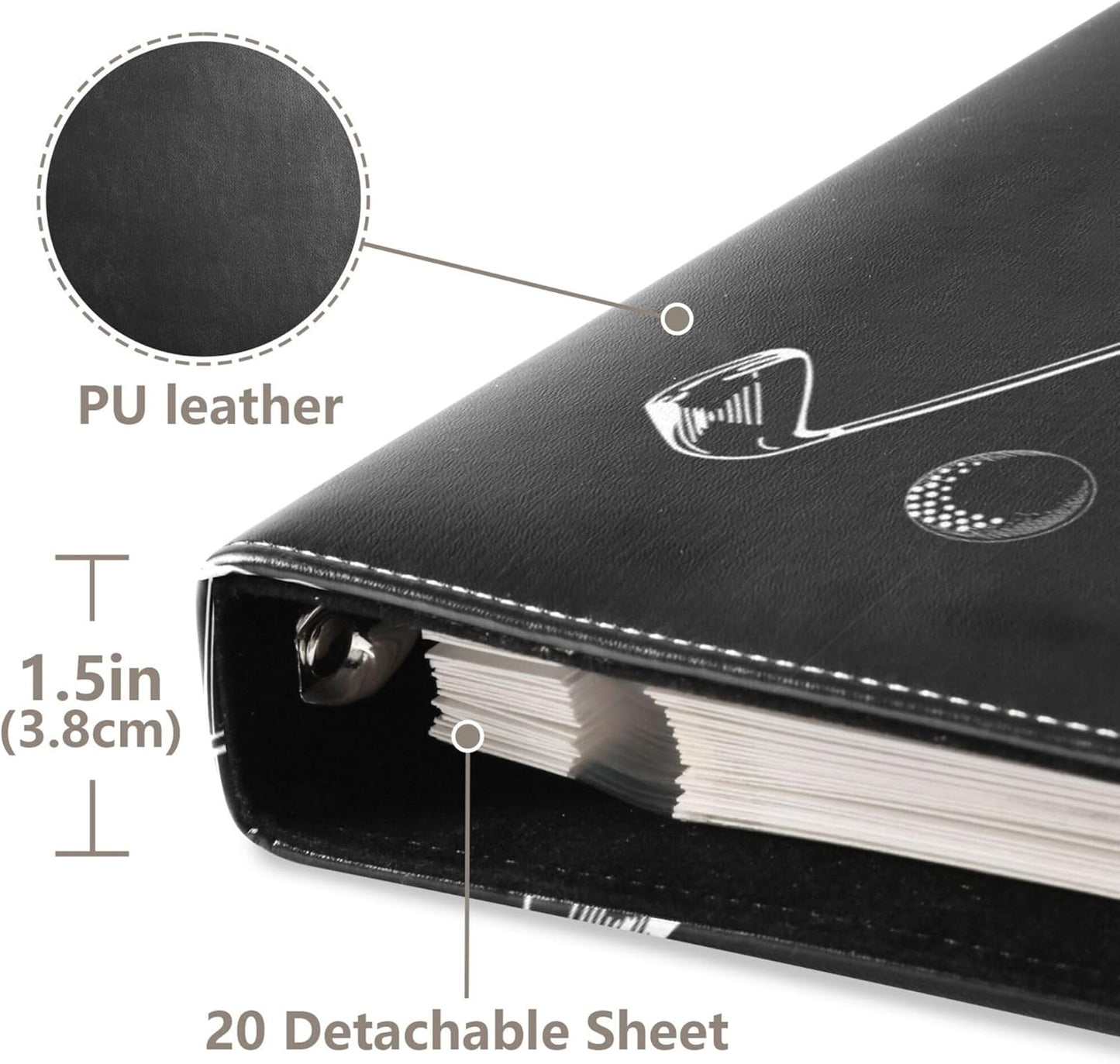 Fisyme Golf Balls Photo Album Self Adhesive DIY Scrapbook Album for 2x3 4x6 5x7 6x8 Pictures 20 Pages Memory Book for Family Wedding