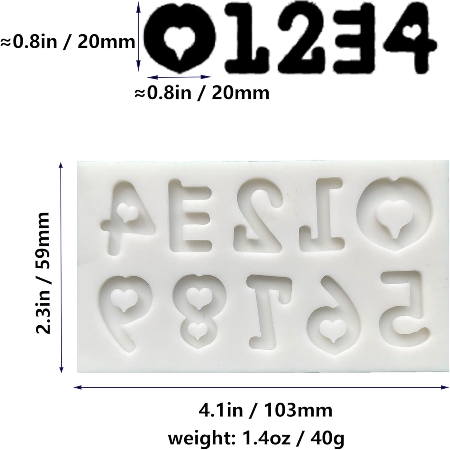 3-Piece Valentine with Heart-shaped Letters & Numbers Silicone Mold Set for Various Crafts - Perfect for Fondant Cakes, Chocolate, Resin, Gumpaste & DIY Creations