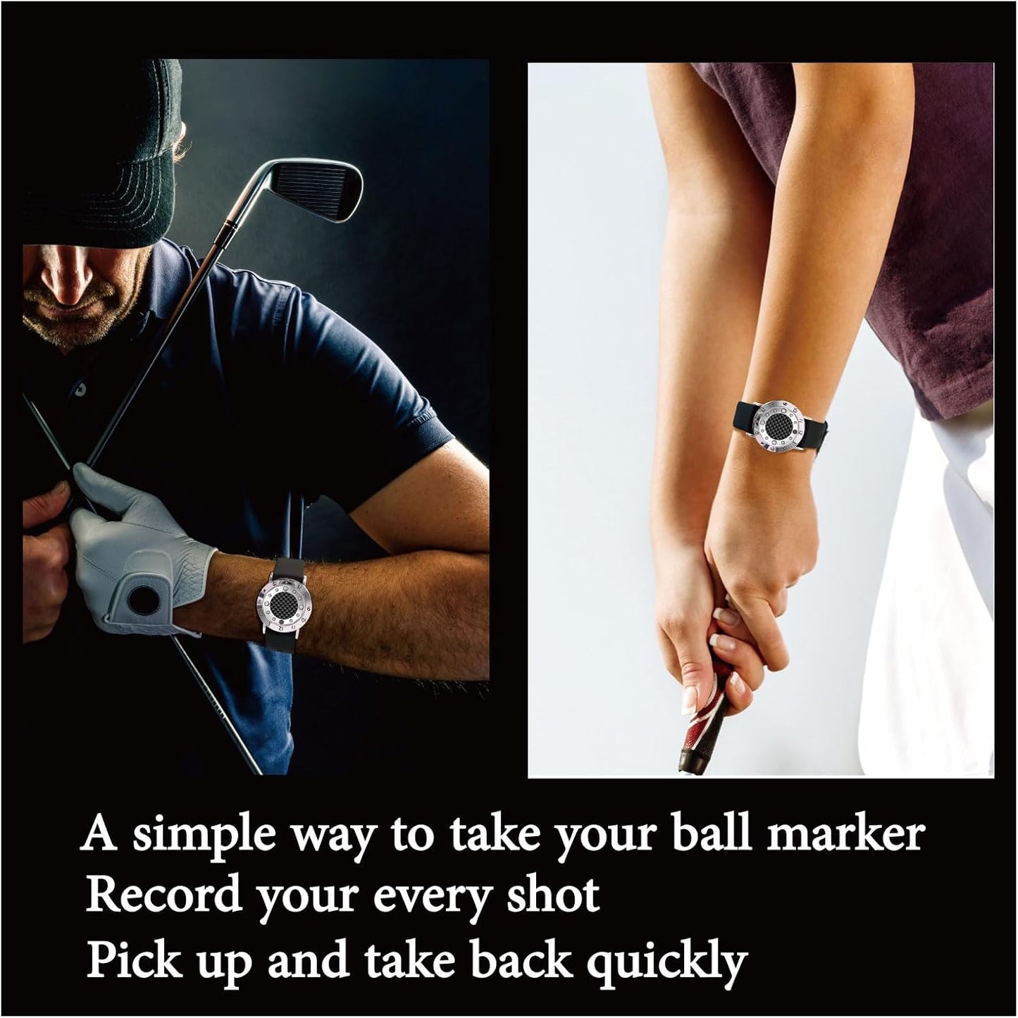 Golf Ball Marker with Carbon Fiber Ball Marker Bracelet, Golf Accessories, Golf Gifts, Golf Counter for Men Women