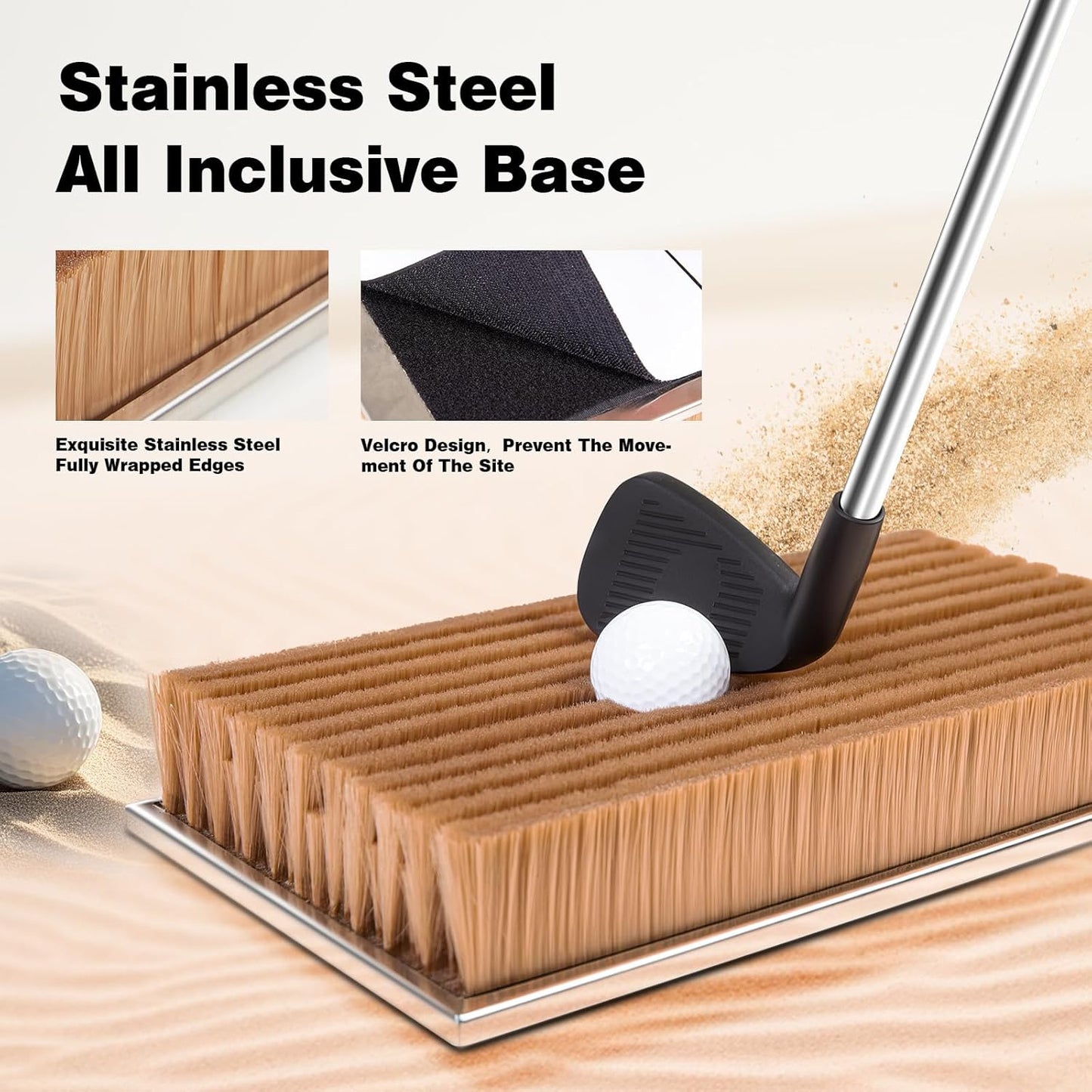 Bunker Practice Mat - Simulates Real Golf Course Bunker, Stainless Steel Base for Stable Indoor Golf Simulator Practice