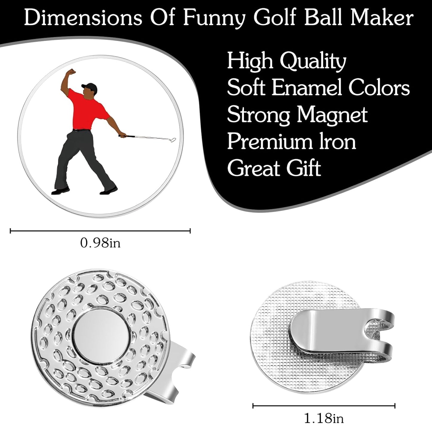 Funny Ball Marker Hat Clip, Magnetic Enamel Golf Ball Markers for Putting Green, Golf Ball Marker with Magnetic Hat Clip, Unique Gift for Golf Lovers