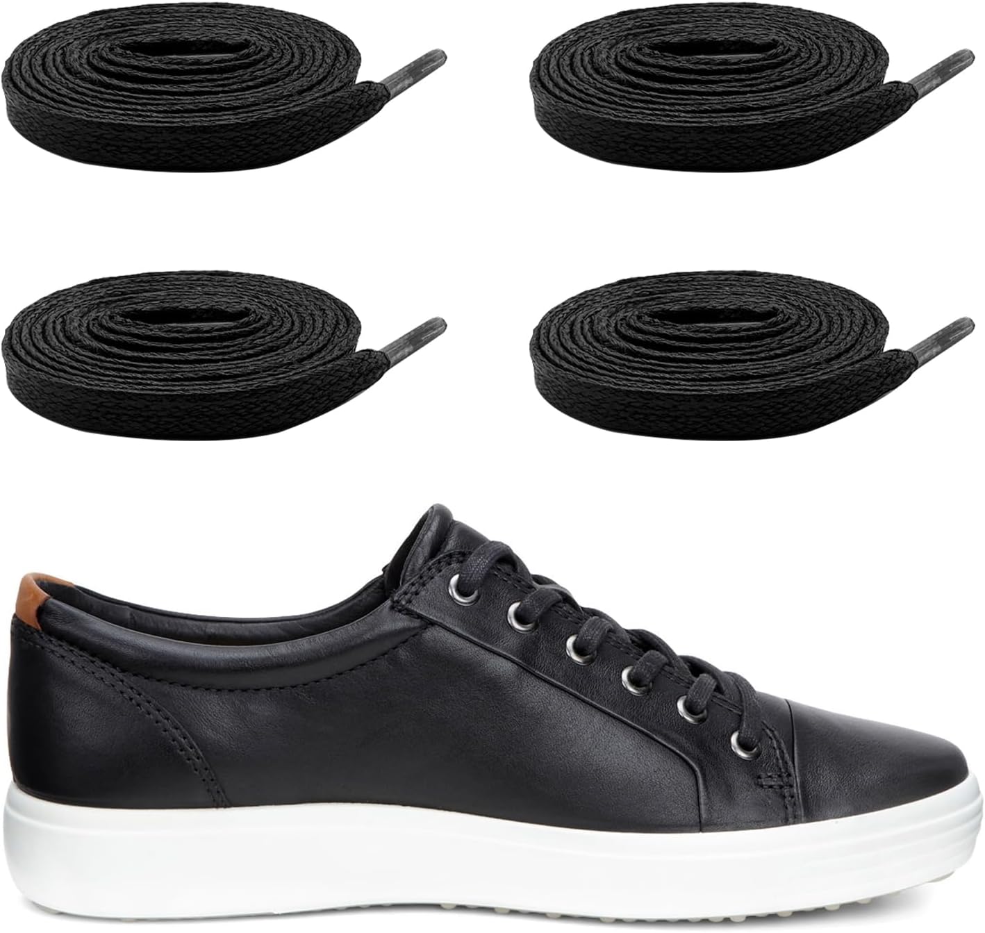 2 Pairs Waxed Flat Shoe Laces for ECCO Lace Up Leather Sneakers, 1/4"(6mm) Dress Cotton Shoelaces Replacement