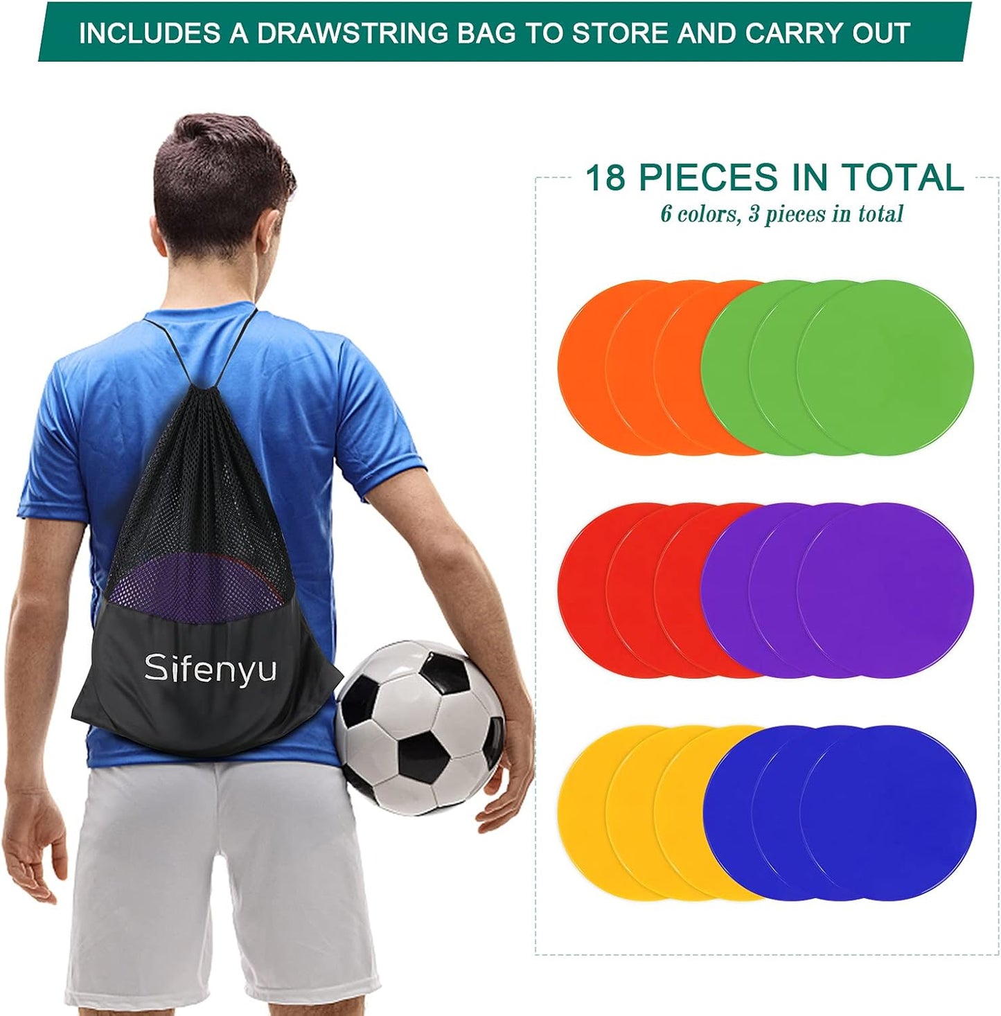 9 Inch Poly Spot Markers for Gym Floor Poly Spots, 12/18/24/36 Pcs Round Non-Slip Rubber Floor Dots Agility Markers Flat Cones for Sports Soccer PE Training, Dance, Classroom Activities