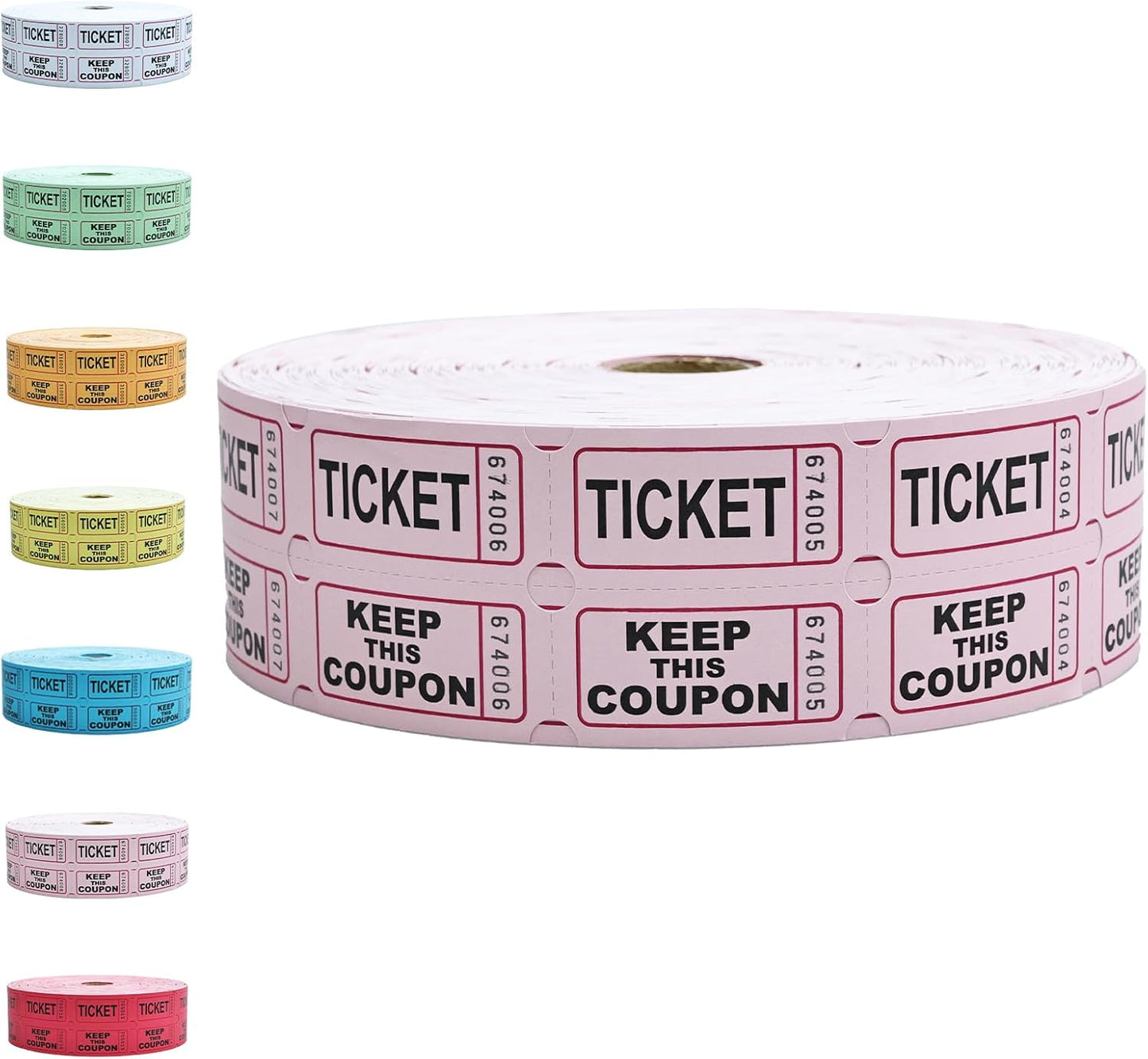 Raffle Tickets Roll - 2000 Tickets Double Roll for Fundraisers, Carnivals, Events - Durable Stub Design, Easy Tear & Organize(Pink)
