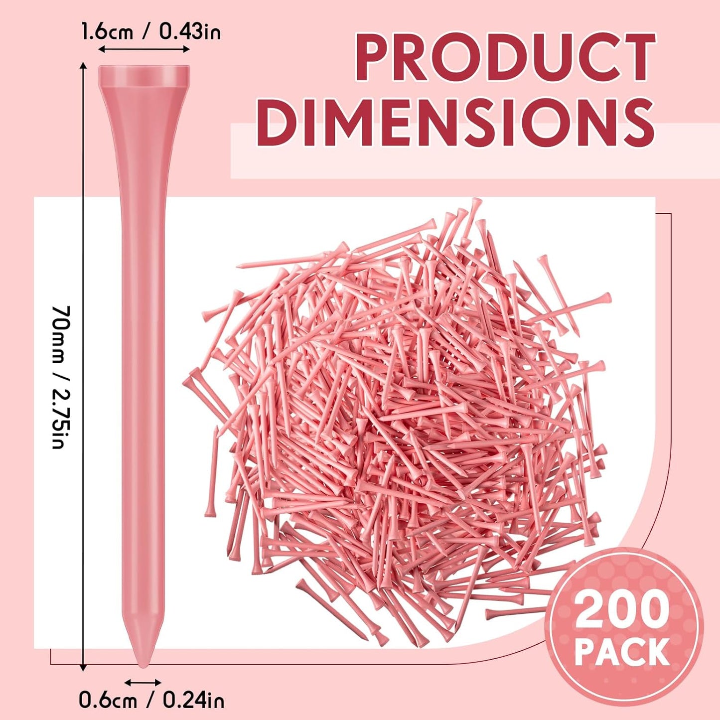 Jenaai 200 Pcs Golf Tees Bamboo Golf Tees Professional Golf Tees Bulk for Women Golf Club Accessories