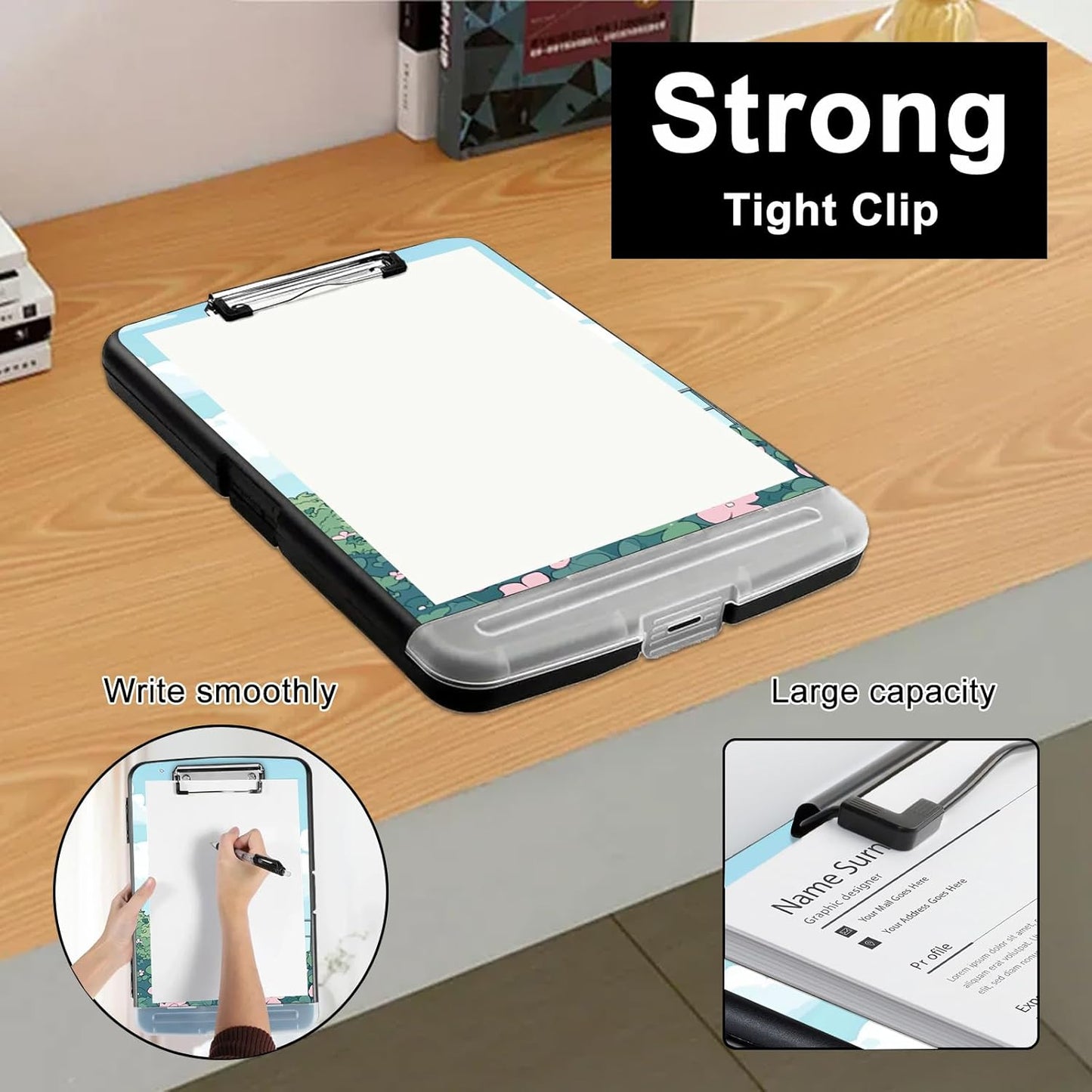 Clipboard with Storage - Large Capacity,Nursing Clipboard with Pen Holder,Heavy Duty,Plastic Side-Opening Folder for Teacher,Nurse - Cat Under Blue Sky