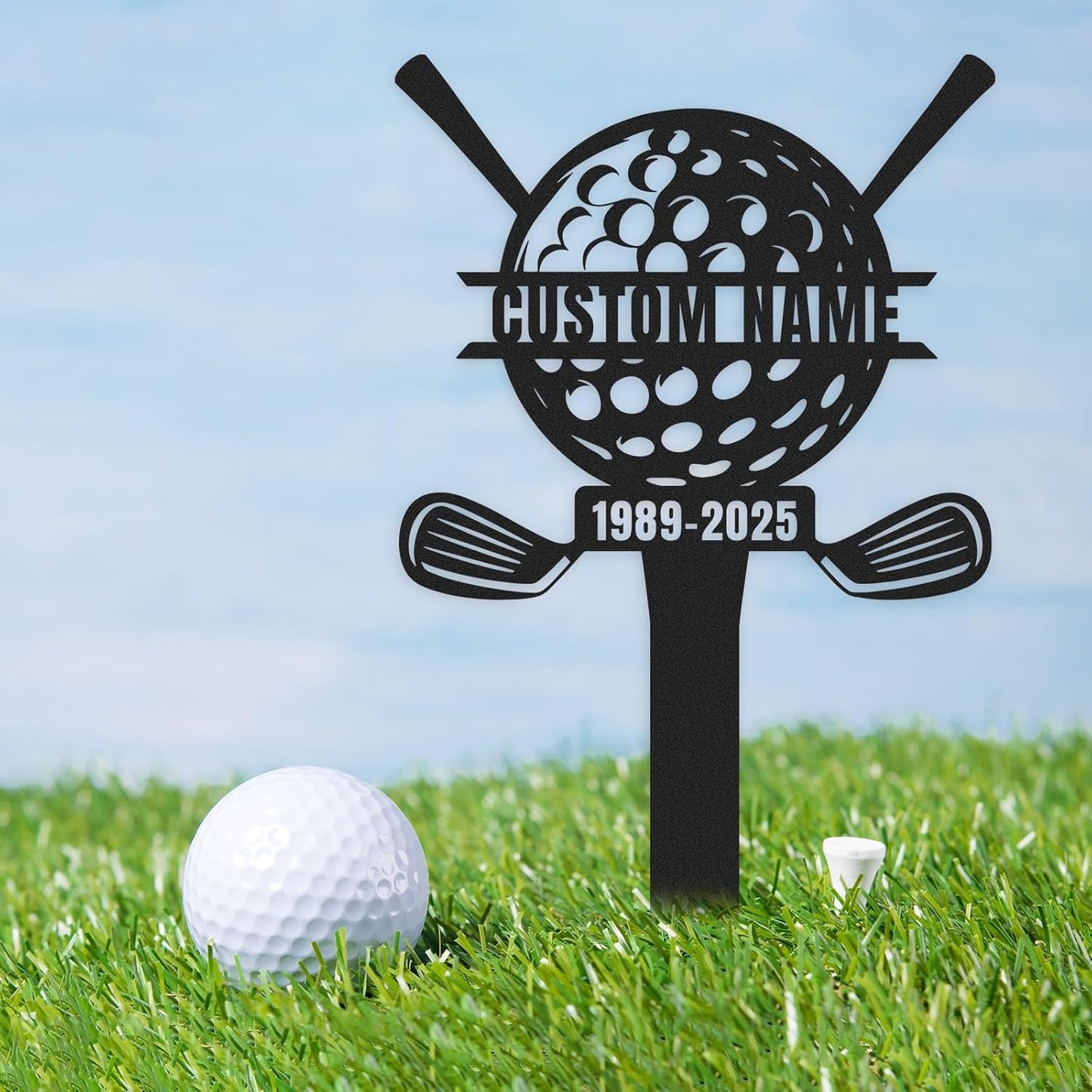 Personalized Golf Tee Garden Sign, Golf Memorial Stake, Custom Name Sign, Lawn Patio Golf Course Decorations Outdoor, Metal Yard Art, Rustic Sporting Garden Decor, Personalized Golf Gifts Color04