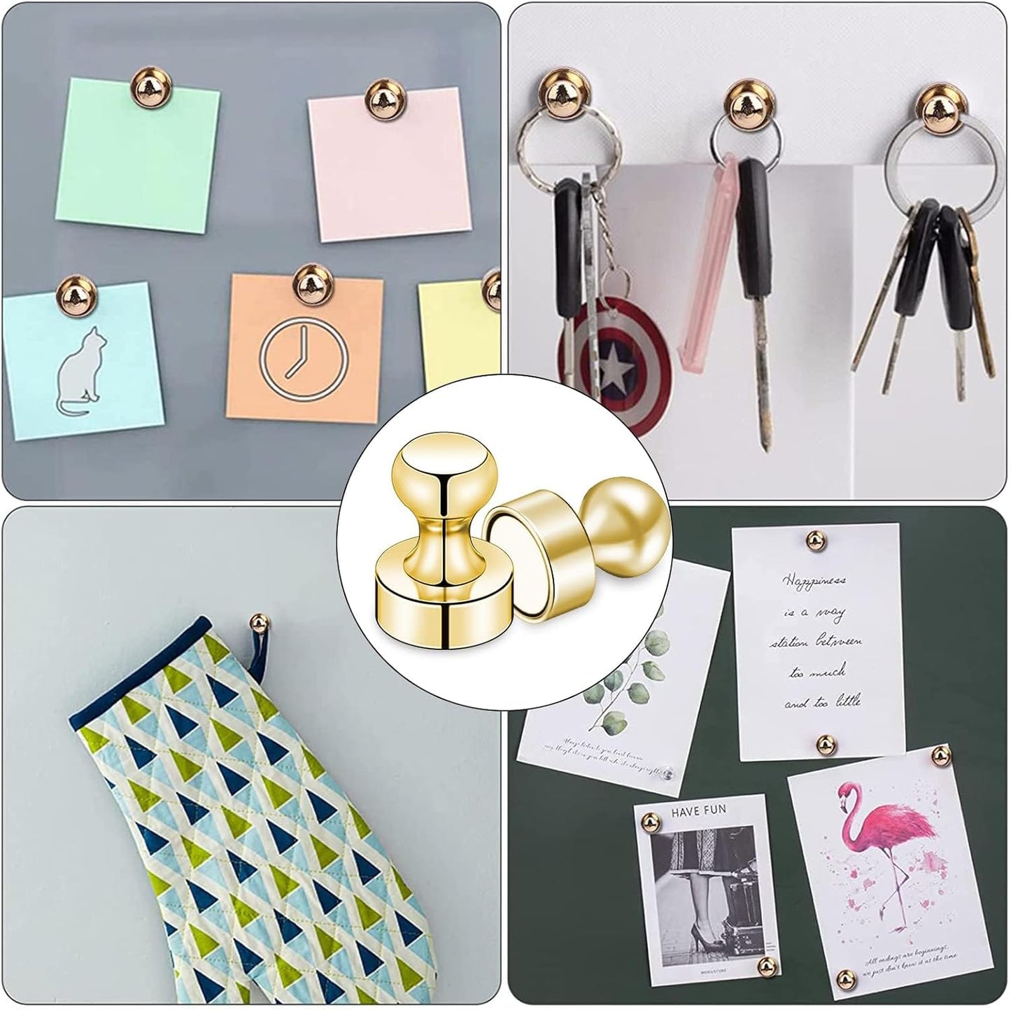 LOVIMAG Fridge Magnets 50Pcs Refrigerator Whiteboard Small Strong Magnet Classroom Kitchen Accessories Decorative Locker Set Decor Must Haves Office Calendar Refrigerador Magnetic Cute Crafts Gold