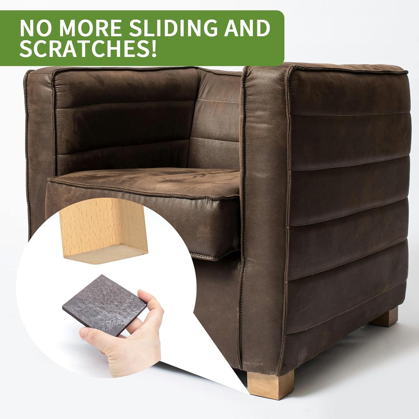 Non Slip Furniture Pads 12 PCS 3'' Square - Anti Slip Furniture Pads - Self Adhesive Rubber Feet Furniture Feet - Chair Leg Floor Protectors - Keep Furniture in Place