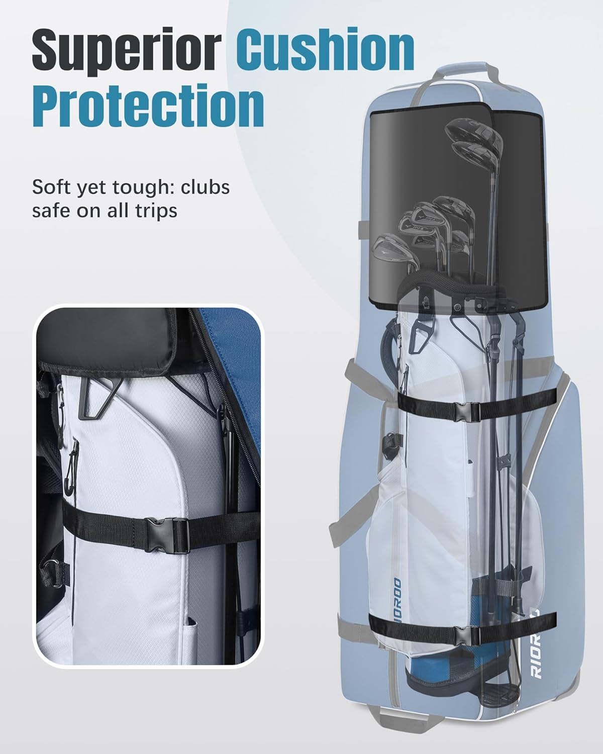 Golf Travel Bags for Airlines with Wheels, Soft-Sided 900D Oxford Cover, Padded Club Protection, Universal Fit Golf Gifts for Men and Women