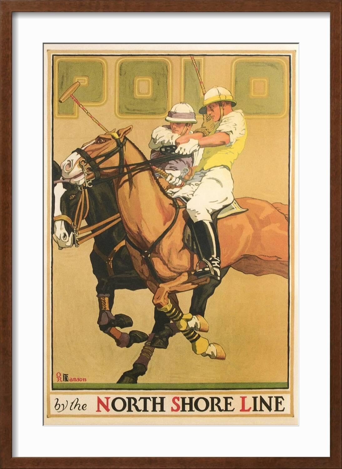 ART.COM Wall Art Print Polo Poster on Brown Frame, 21" x 29"