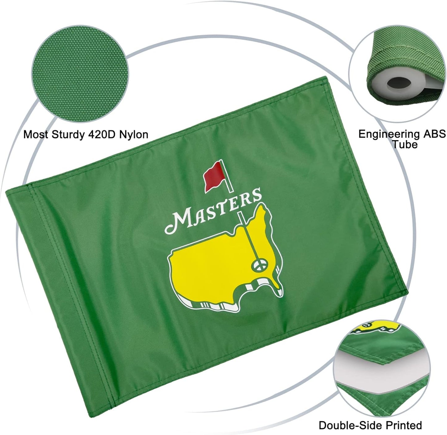 6ft Golf Flagstick with Printed Standard Themed Flag, Ball Retrieving Base, Portable 5-Section Design, 420D Nylon, for Backyard Practice, Golf Clubs, Outdoor Fun