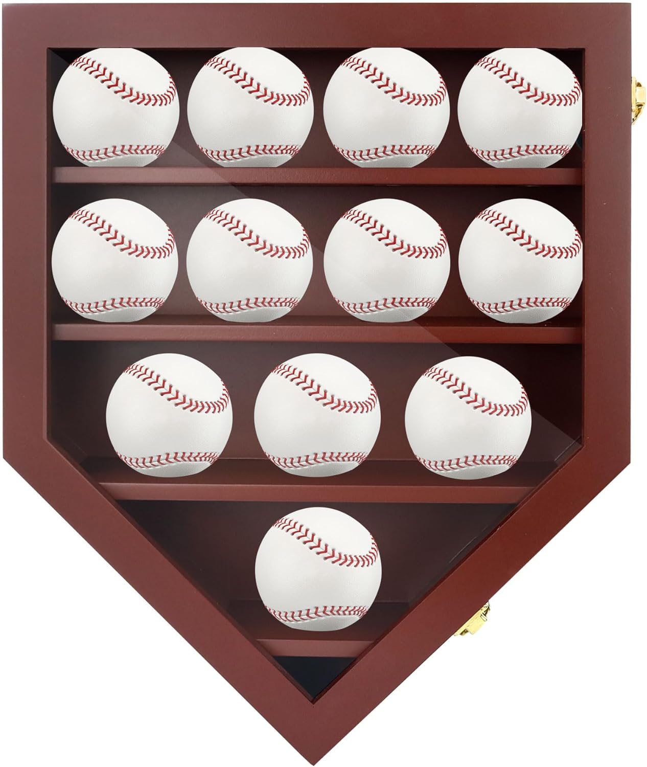 Baseball Display Case & Shadow Box - Lockable Acrylic Door Wall Mount Cabinet for 12 Baseballs - 13x16 Inch Collectible Display Frame for Enthusiasts