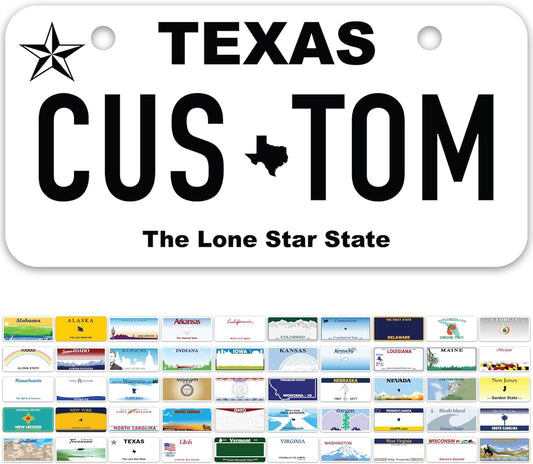 Mini License Plates, Personalized License Plates, Custom for Car, Bikes, ATV, Kids Car, Golf Cart, Jeep, 2x4 Inch, Rust-Free Fade Resistant Aluminum, USA Made by My Sign Center (Texas)