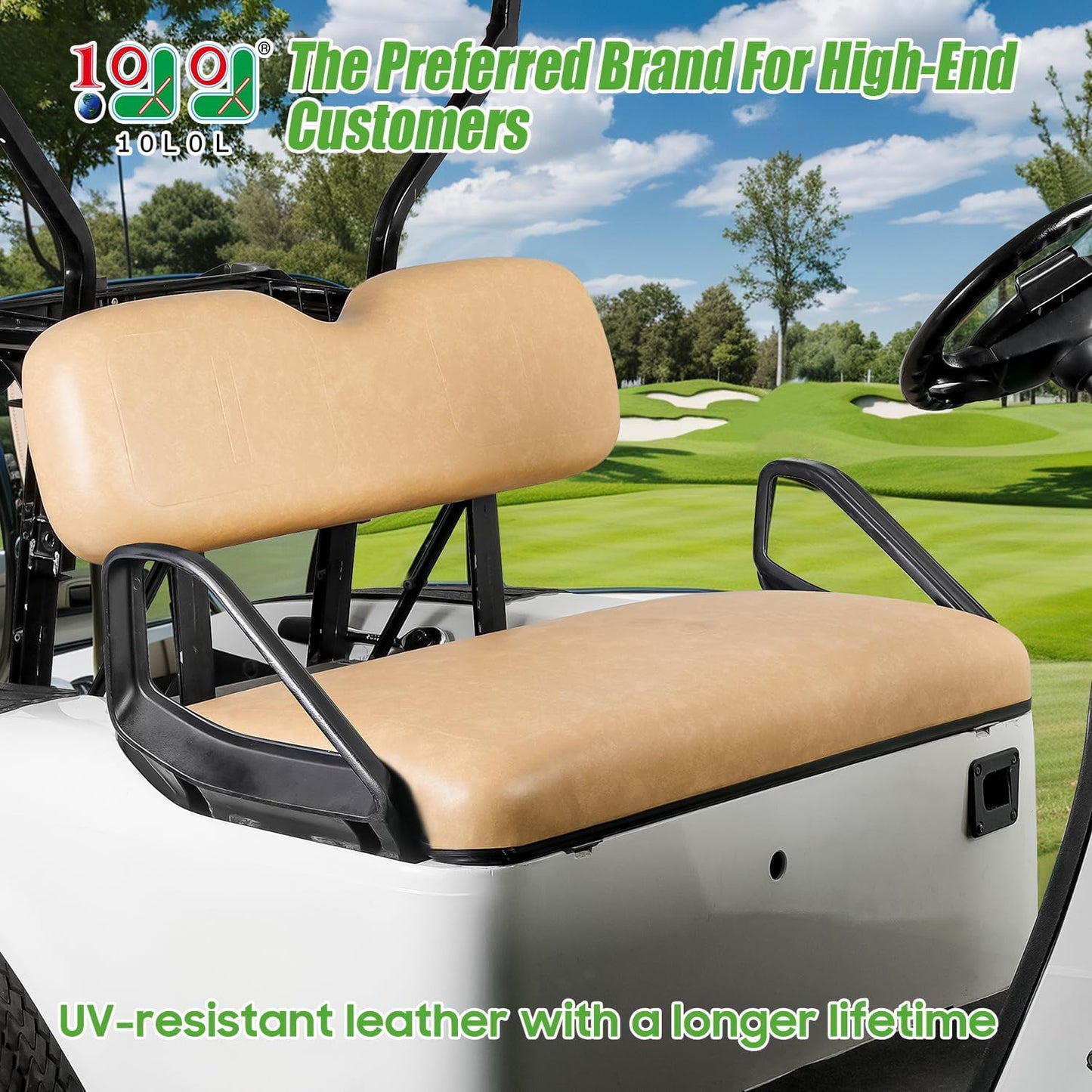 10L0L Golf Cart Front Seat Assembly for EZGO TXT 1994-2013, Factory Style Seat Bottom Cushions & Seat Back Replacement Kit