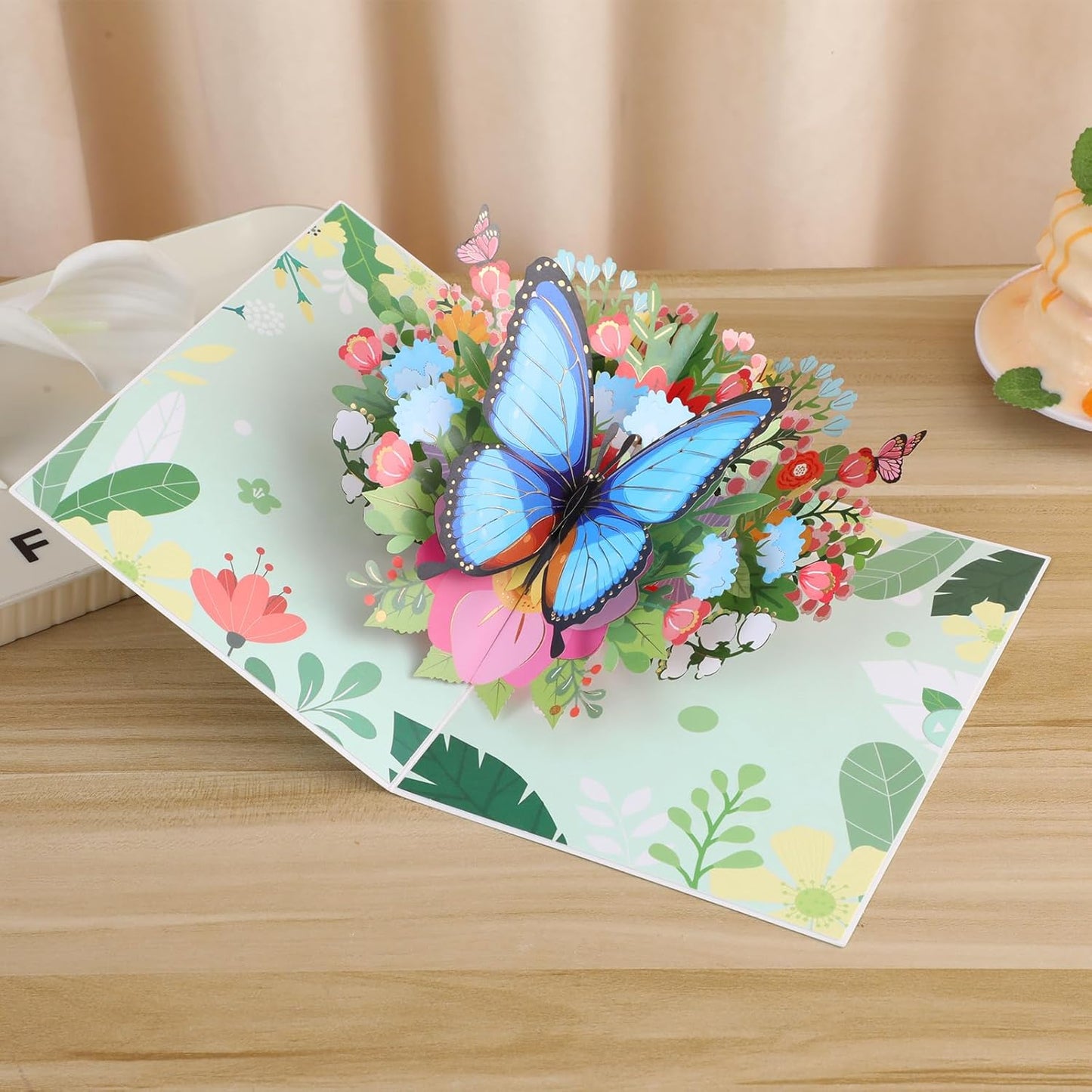 3D Butterfly Greeting Cards, Flowers Pop Up Birthday Cards, for Mom, Sister, Grandmother, Wife, Daughter, and other women, with envelope