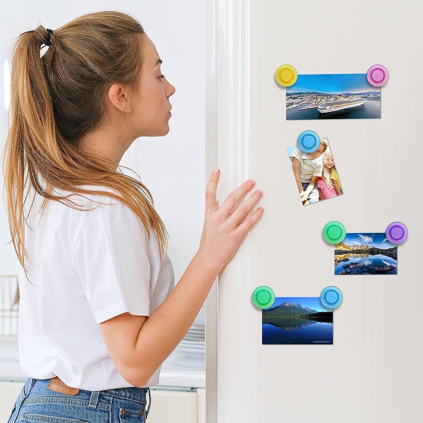Qualsen Magnets for Whiteboard 50 Pcs, Round Fridge Magnets for Dry Board Decorative, Teacher Supplies for School, Classroom, Home, Office, Locker (5 Colors)