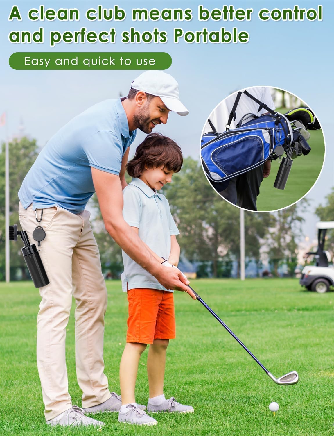 Oasser Golf Club Cleaner Golf Club Brush with Retractable Clip and Squeeze Water Bottle 10.5 Inches Holds 5 Oz of Water, Golf Accessories for Men Women Essentials Golf Gifts for Men, Black