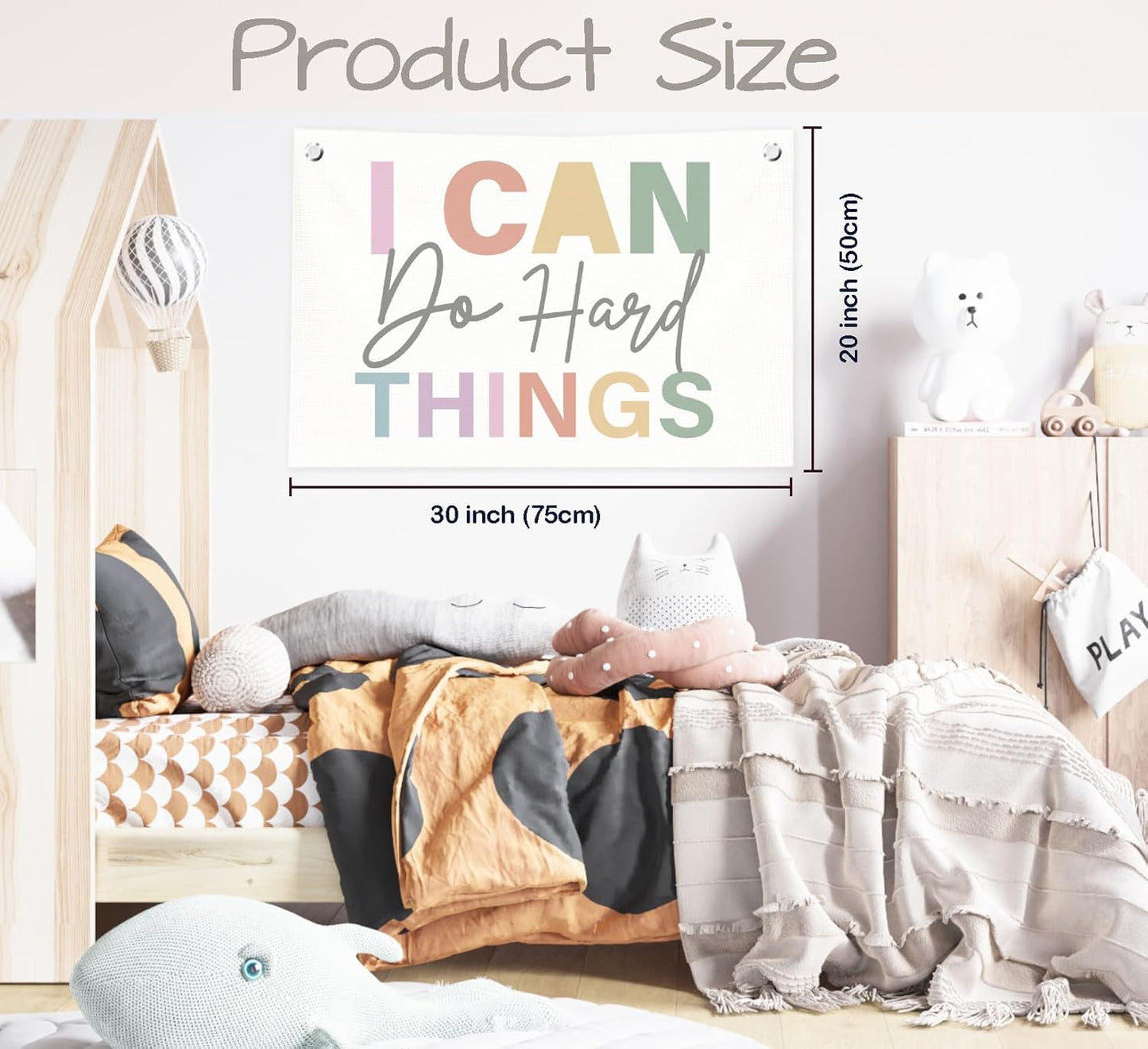 I Can Do Hard Things Wall Decor,Boho Classroom Decor,Positive Affirmation Canvas Banner Flags for Preschool Elementary Classroom Wall Decorations,Back To School Banner,30x20 Inch