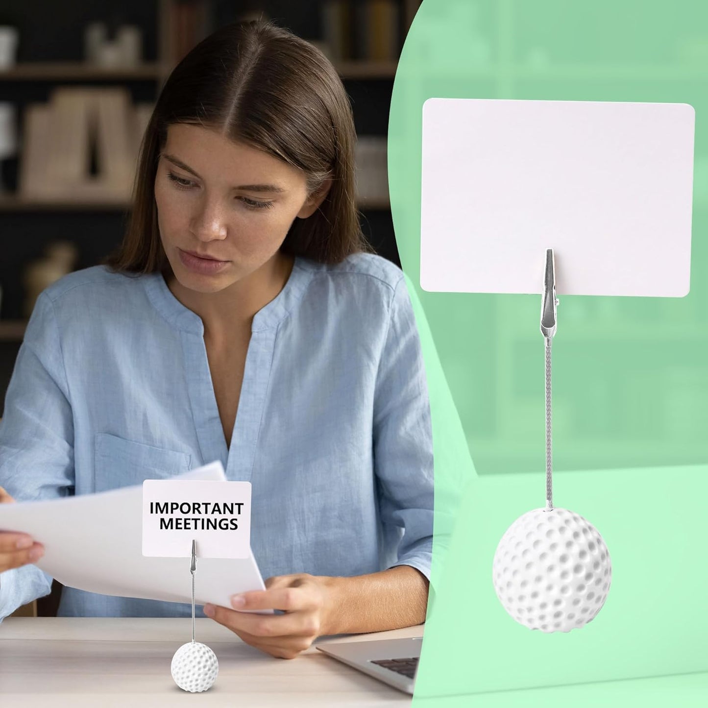 20 Pcs Golf Ball Card Holder Golf Ball Picture Clips Name Place Card Holder Alligator Clips for Office Menu Wedding Party Events Decoration