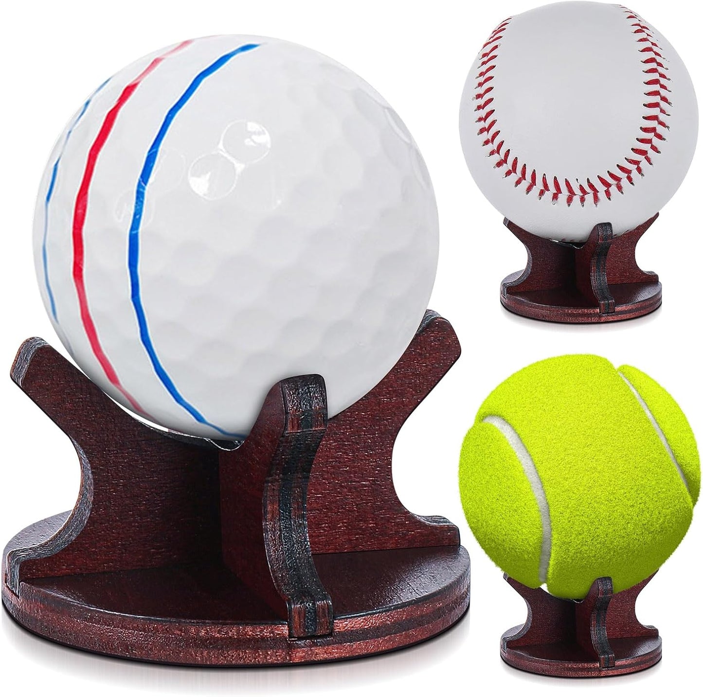 Wooden Golf Ball Display Stand 2 Inches Single Golf Ball Holder Mini Wood Display Bases Stand for Egg Stone Rock Decor