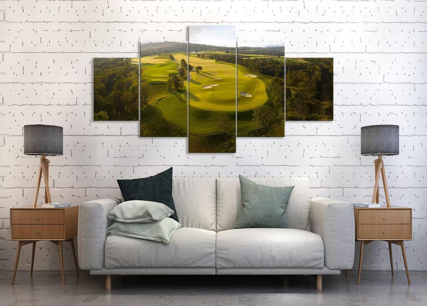 chenchenArt Payne's Valley Golf Course Wall Art Canvas Prints - Payne's Valley Golf Course Pictures Wall Decor for Living Room Bedroom Bathroom Home Decorations Framed Ready to Hang(60''W x 32''H)