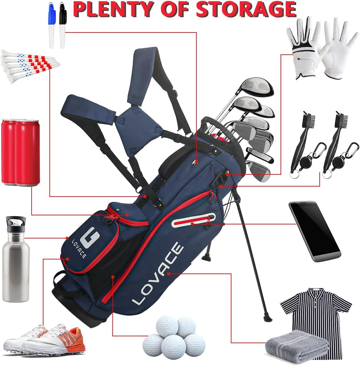 14-Way Golf Stand Bag, Lightweight Golf Bag with Stand for Men and Women