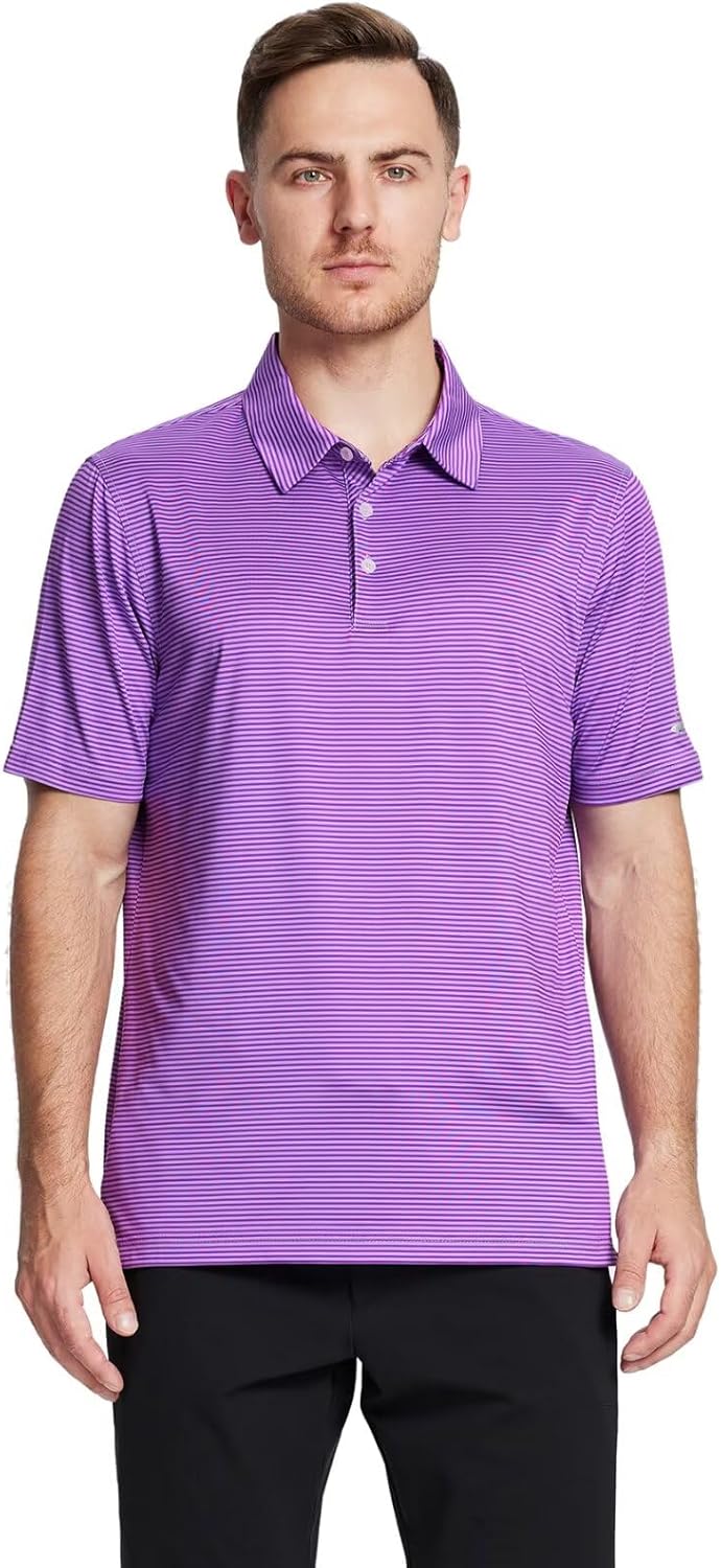 Golf Shirts for Men Dry Fit Short Sleeve Print Performance Moisture Wicking Polo Shirt