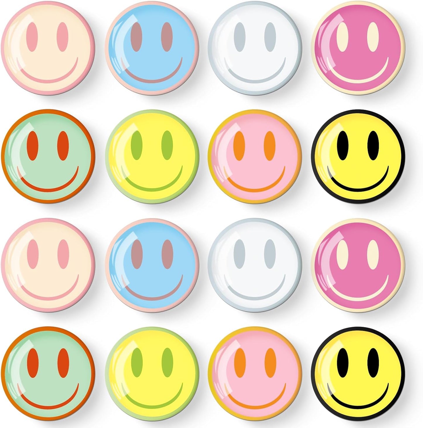 MORCART 16PCS Emoji Fridge Magnets Colorful Smiley Face Refrigerator Magnets Decoration for Locker Whiteboard Decorative Magnetic Board Cabinets Classroom Office Cubicle