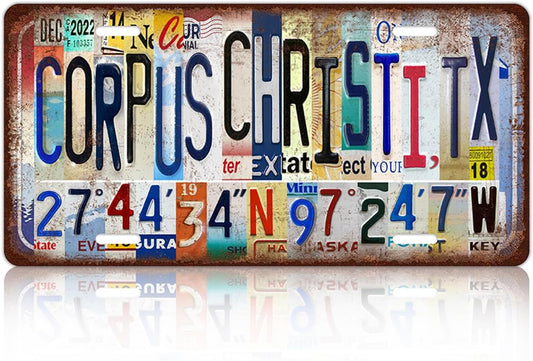 Vintage City Wall Decor Corpus Christi,Tx License Plate Metal Sign Tin Signs Poster
