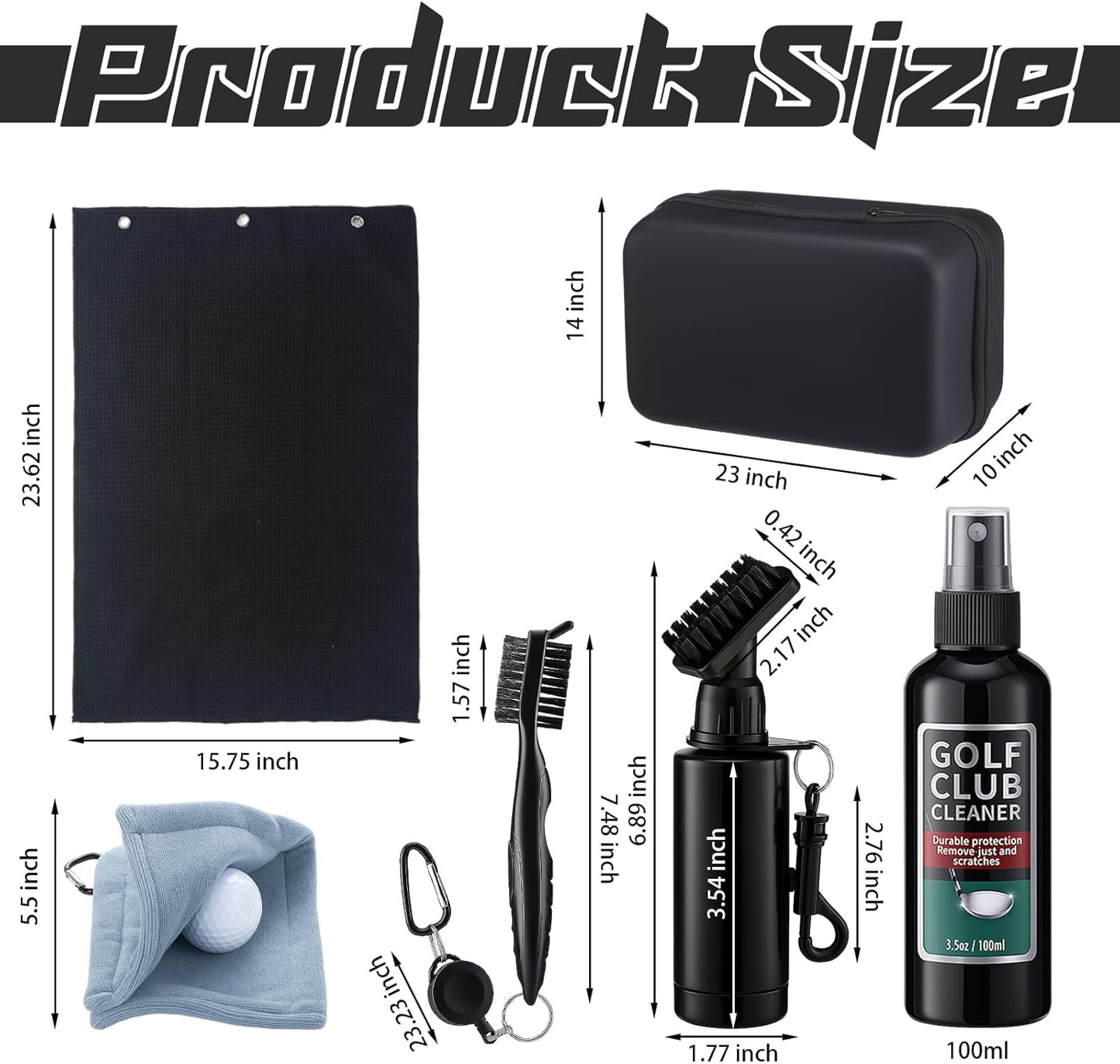 9 Pcs Golf Club Care Kit Golf Cleaning Kit Includes Grip Cleaner Club Cleaner Polish Brush Towel for Christmas Men Dad Gifts Outdoor Sports Supplies