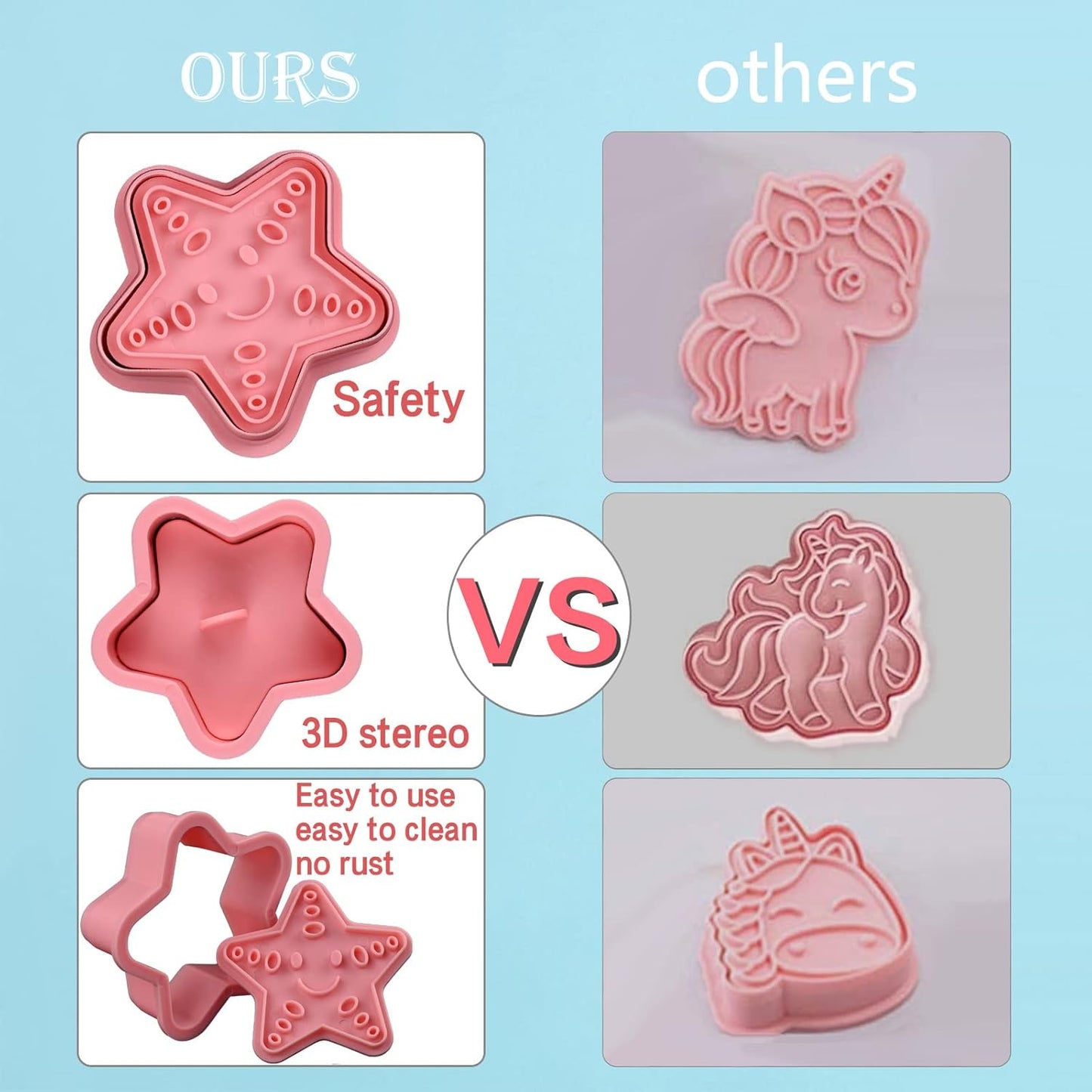 Ocean Cookie Cutters With Plunger Stamps Set,8 Piece See Cookie Cutters,Sea Embossing Cutter For Fondant Biscuit Cheese Baking