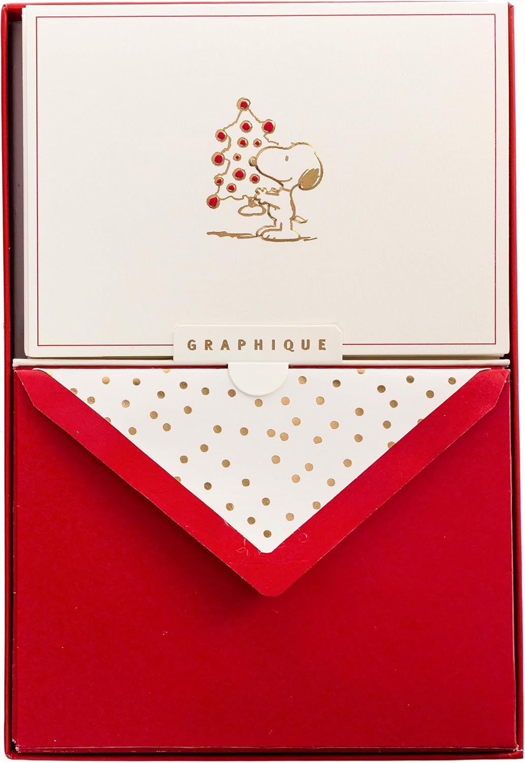 Graphique Peanuts Holiday Designer Cards Luxe Collection, Christmas Greetings, Gold Foil Embossed Stationary Boxed Set, 15 Blank Cards with 16 Envelopes, 5.9" x 8.67"