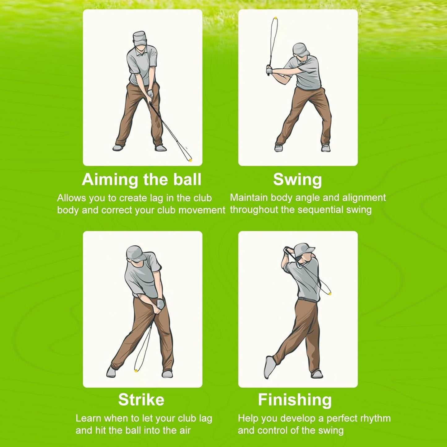 Adjustable Golf Swing Trainer – Rope Training Aid for Speed Rhythm and Power, Practice Equipment | Enhances Flexibility Strength and Accuracy for Men Women Beginners Seniors Junior Golfers